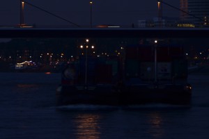 Radartraining für Segler und Sportbootfahrer auf dem Rhein - Schubverband 