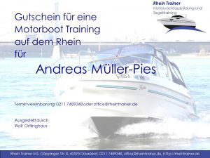 Gutscheine für Rhein Trainer Ausbildung und Events - Gutschein-Motorboottraining